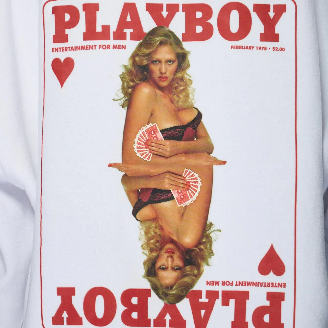 Playboy Missguided Feb 1978 felpa cappuccio bianca
