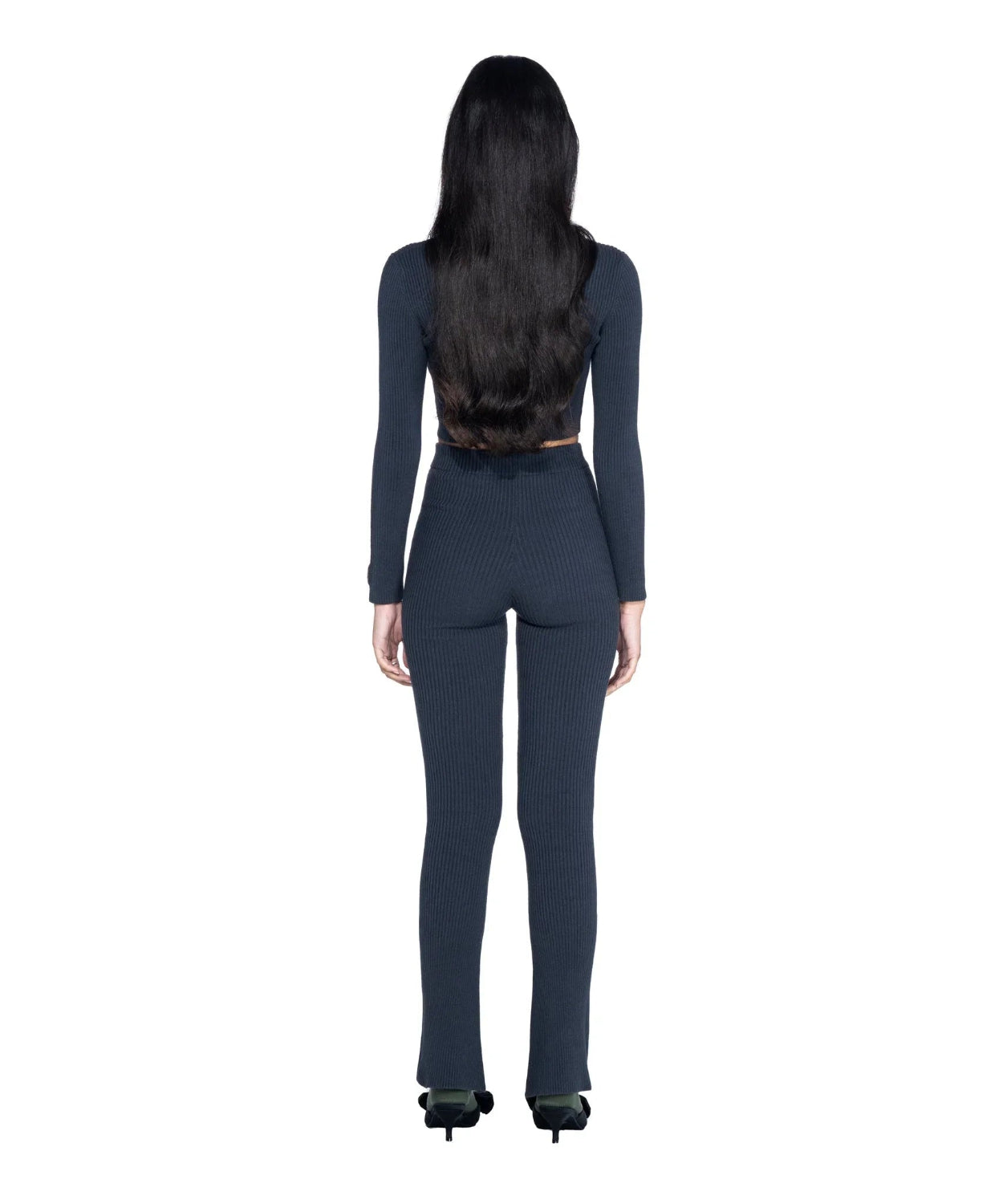 Playboy Cropped Ribbed top coste manica lunga elasticizzato