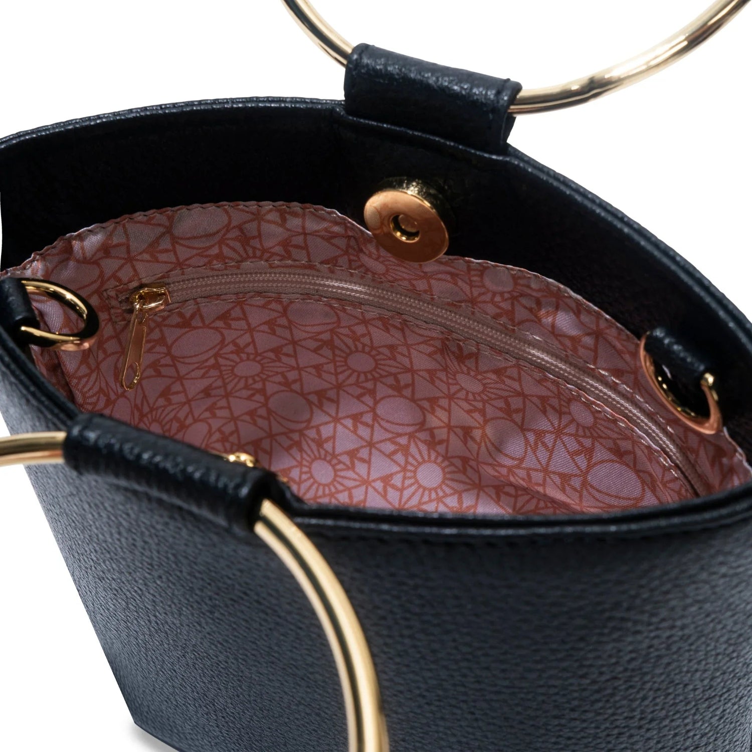 Playboy Leather Ring Clutch pochette pelle nera con catena