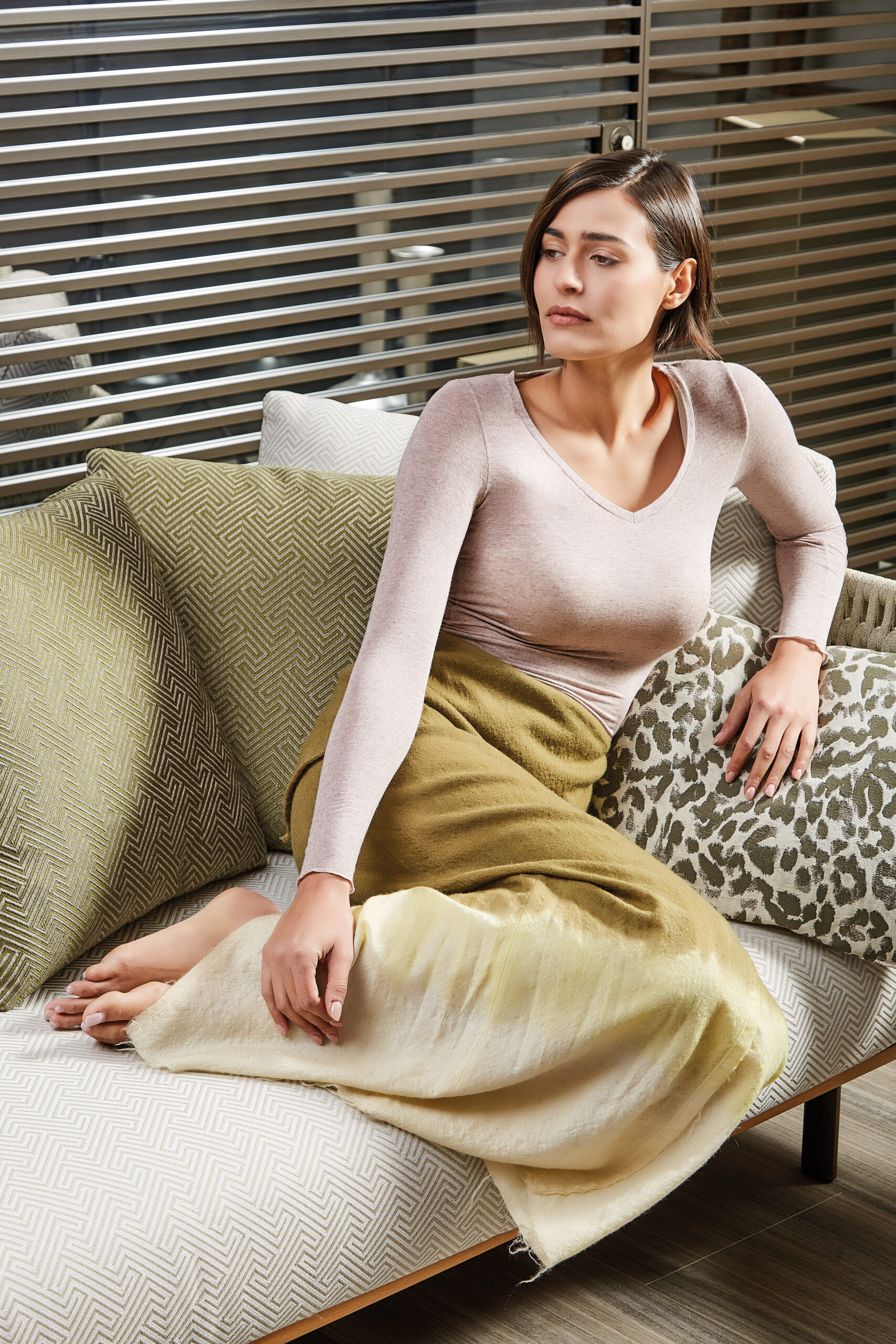 SUBLYME Ultralight T-Shirt Manica Lunga Scollo V Cashmere