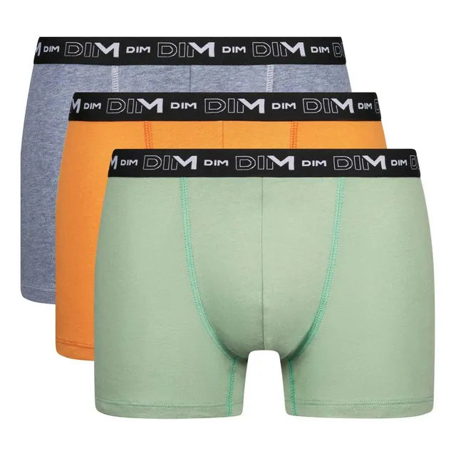 DIM boxer uomo x3 cotone salvia ocra grigio