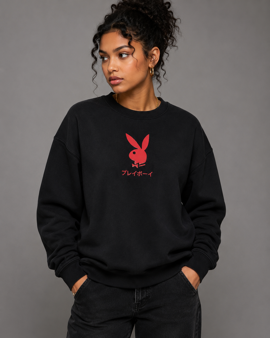 Playboy Ace of Hearts felpa girocollo nera unisex