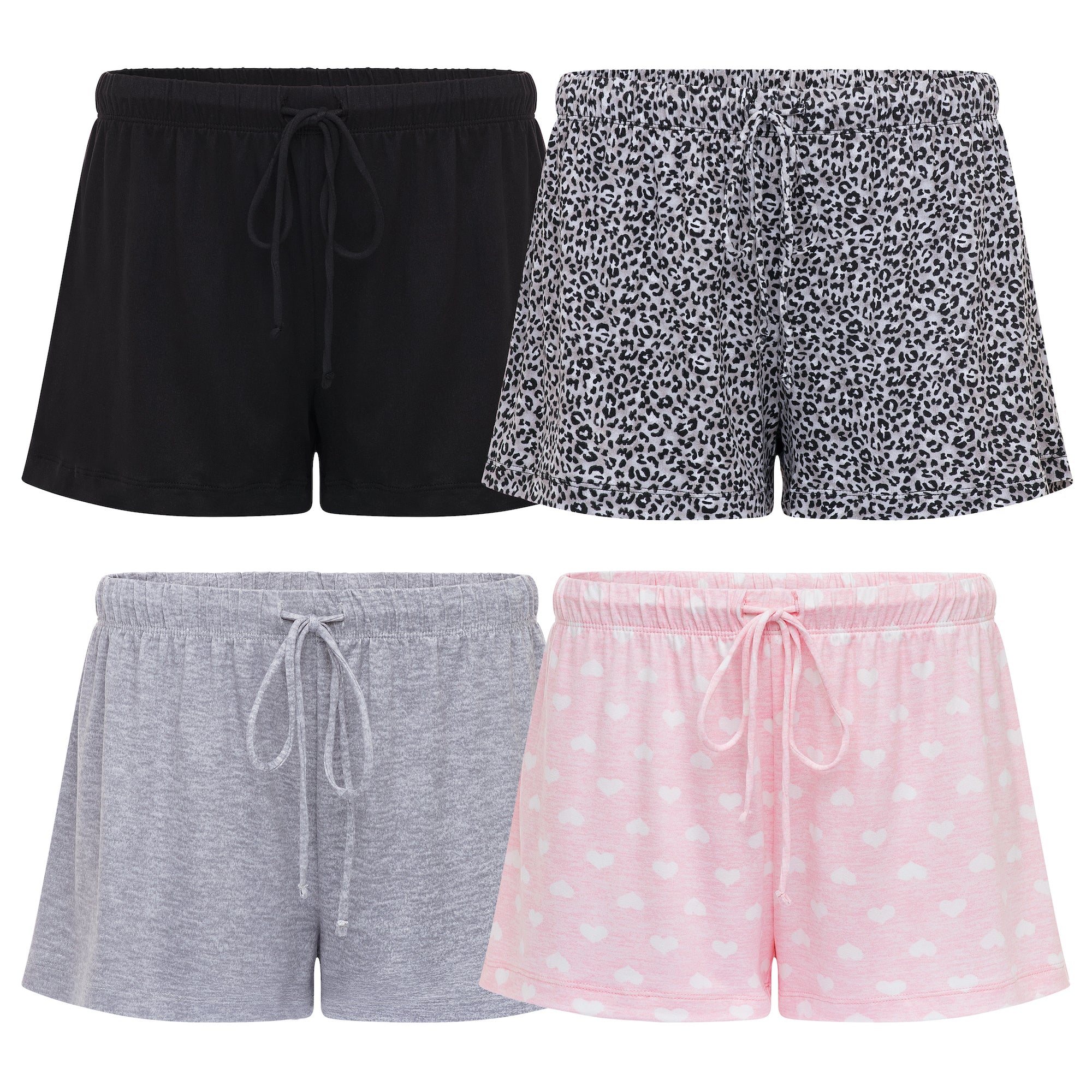 René Rofé Yummy Butter Soft shorts pigiama 4 pezzi nero righe