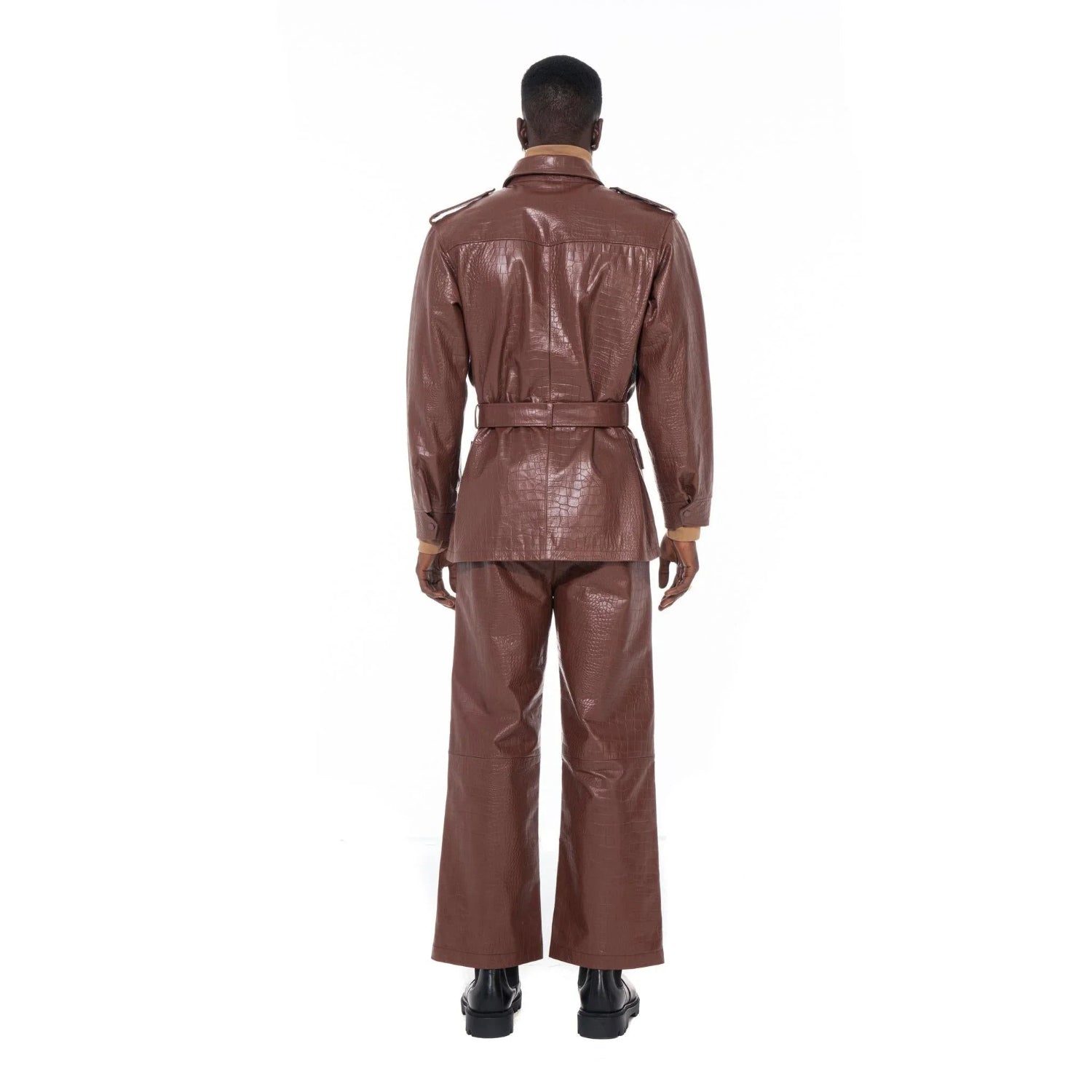 Playboy Safari Giacca Pelle Cioccolato Effetto Coccodrillo