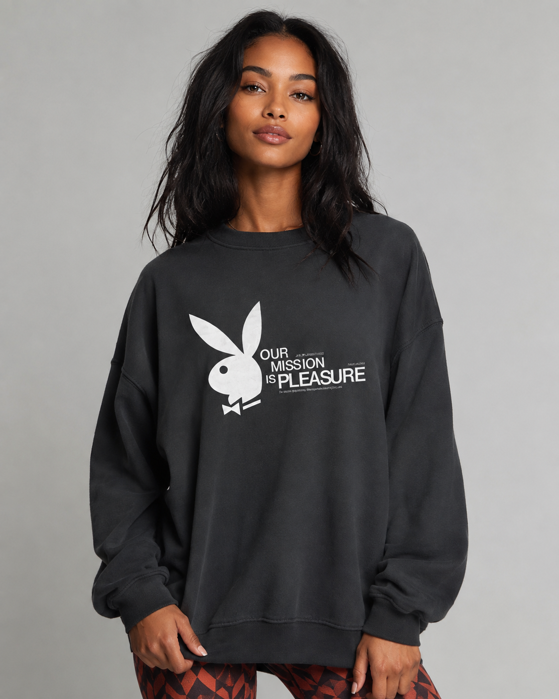 Playboy Our Mission felpa girocollo bianca oversize