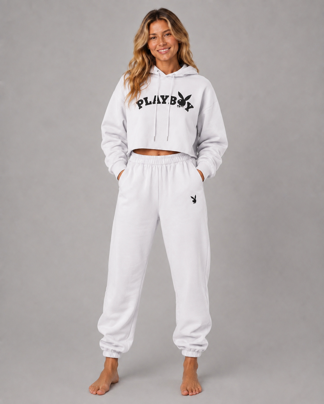 Playboy Logo Cropped Set tuta donna bianca cotone