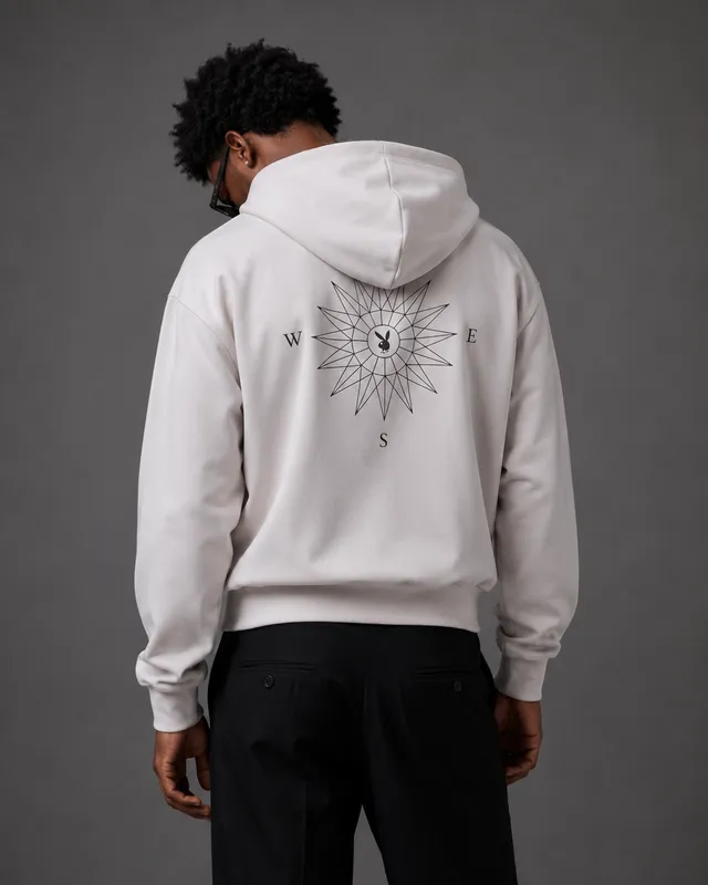 Playboy Compass Zip felpa con cappuccio nera M
