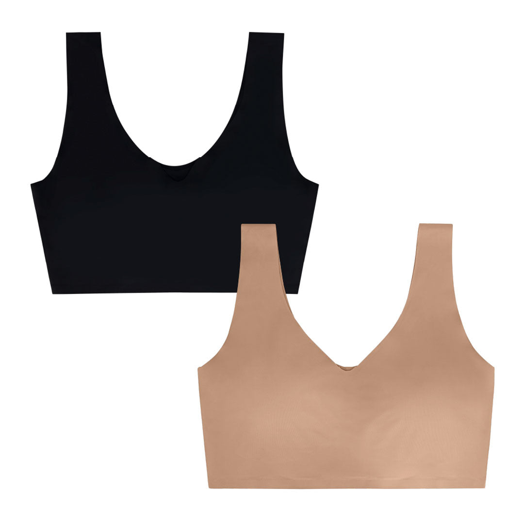 René Rofé Wireless reggiseno sportivo S nero/beige 2 pezzi seamless