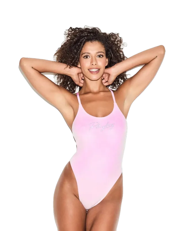 Playboy Velour Bodysuit body nero velluto strass
