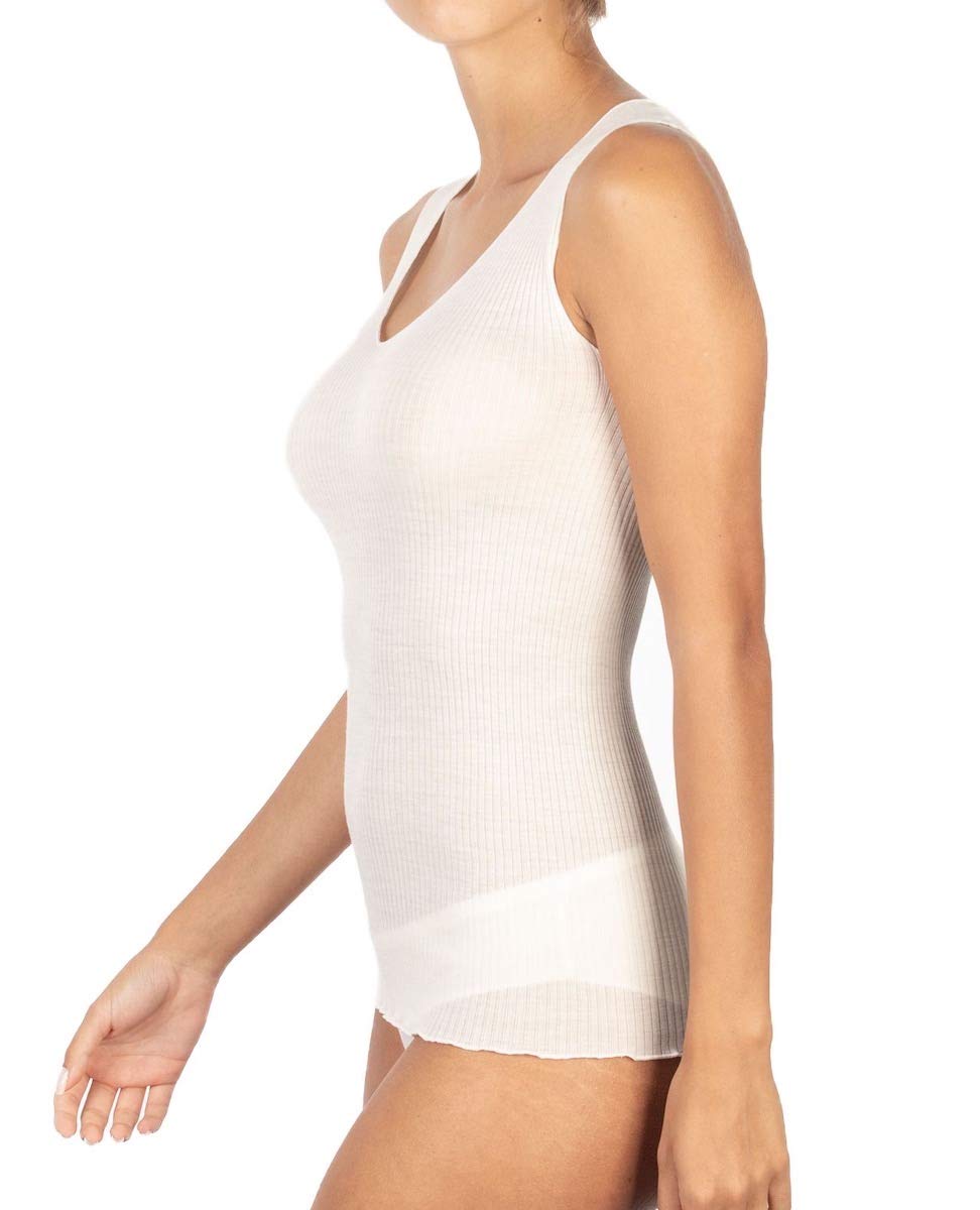 Egi Canotta Donna Spallina Larga S-M bianco lana e seta