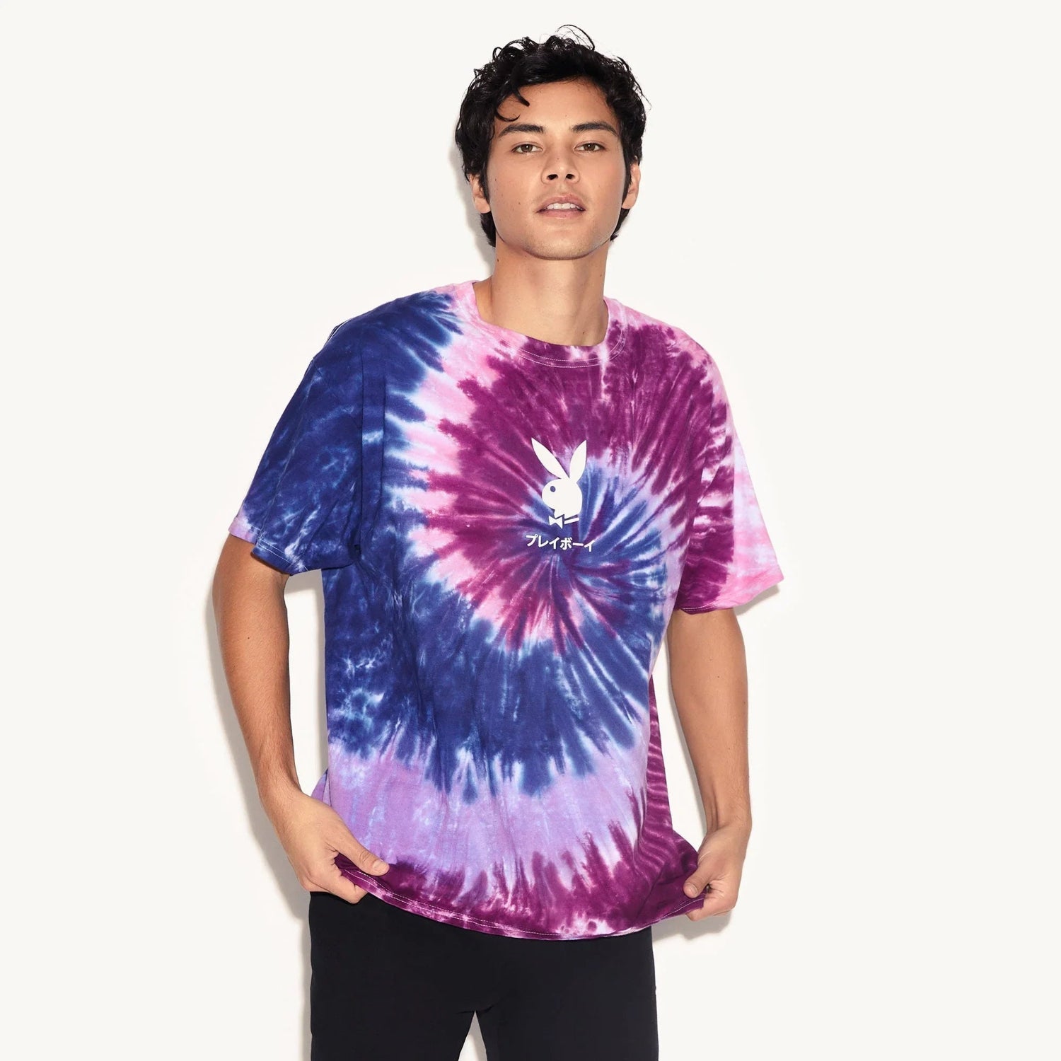 Playboy Ace of Spades T-Shirt tie-dye viola cotone