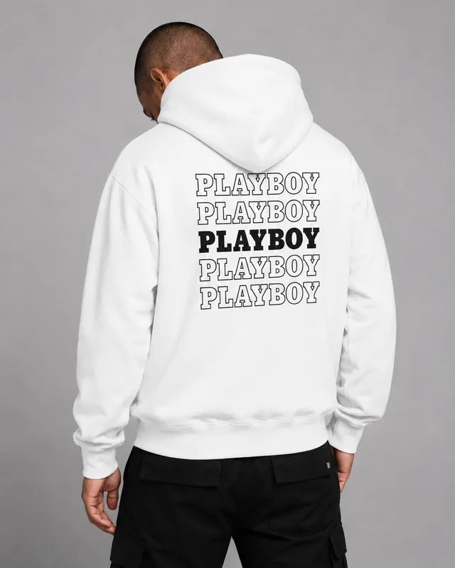 Playboy Repeating Masthead felpa con cappuccio nera in pile