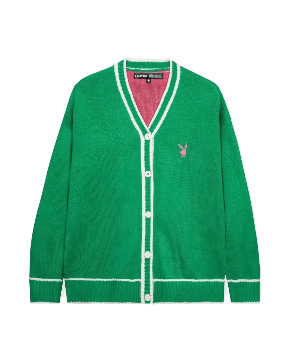 Playboy Cricket Cardigan cardigan verde oversize