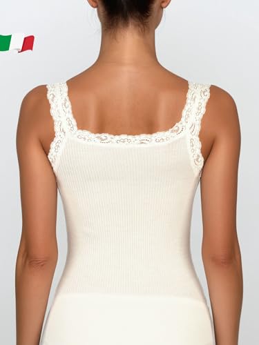 Egi 1491 Canottiera Lana Seta Cotone Sottogiacca Pizzo