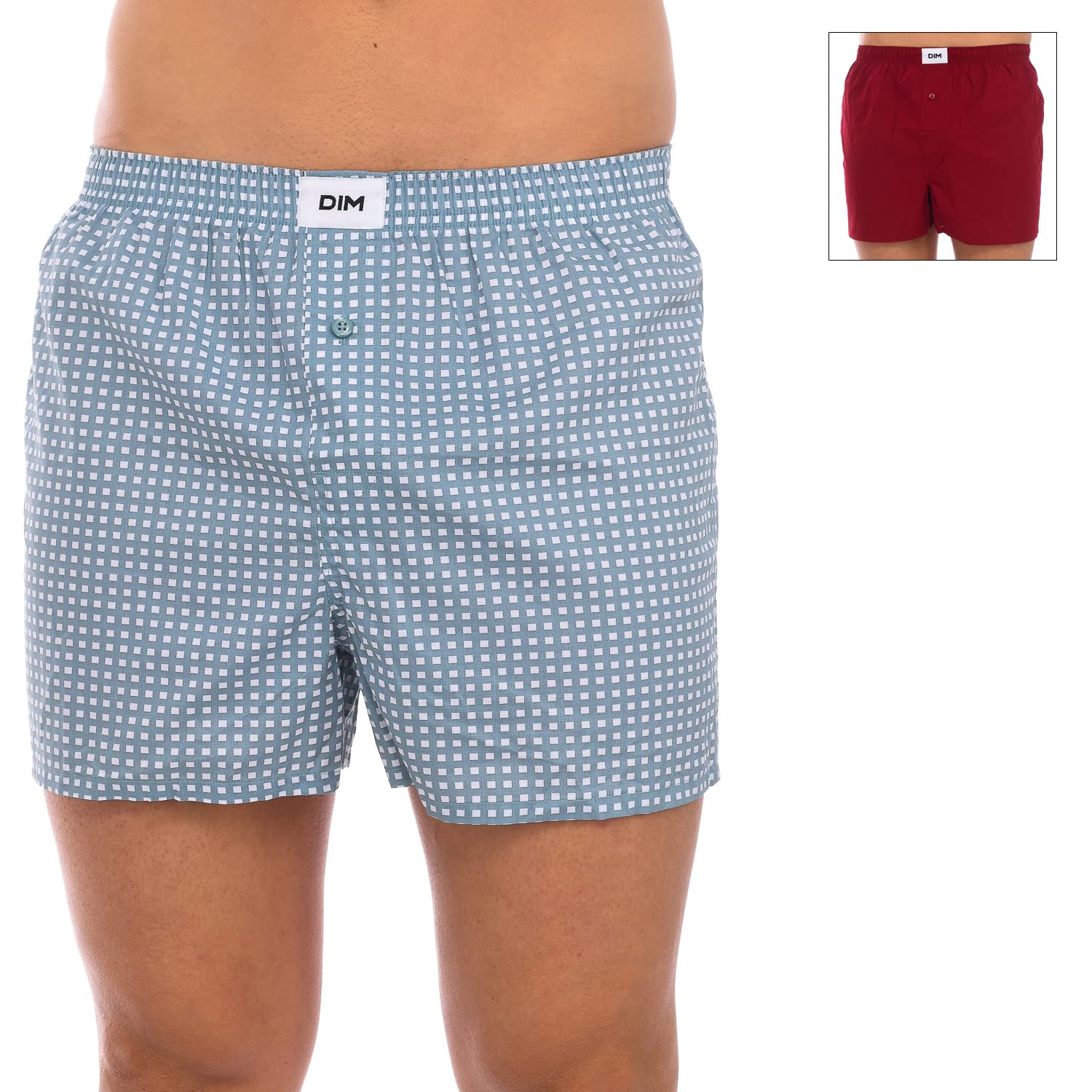 DIM Boxer Pantaloncino Uomo 2 Pezzi Cotone Bio Vichy