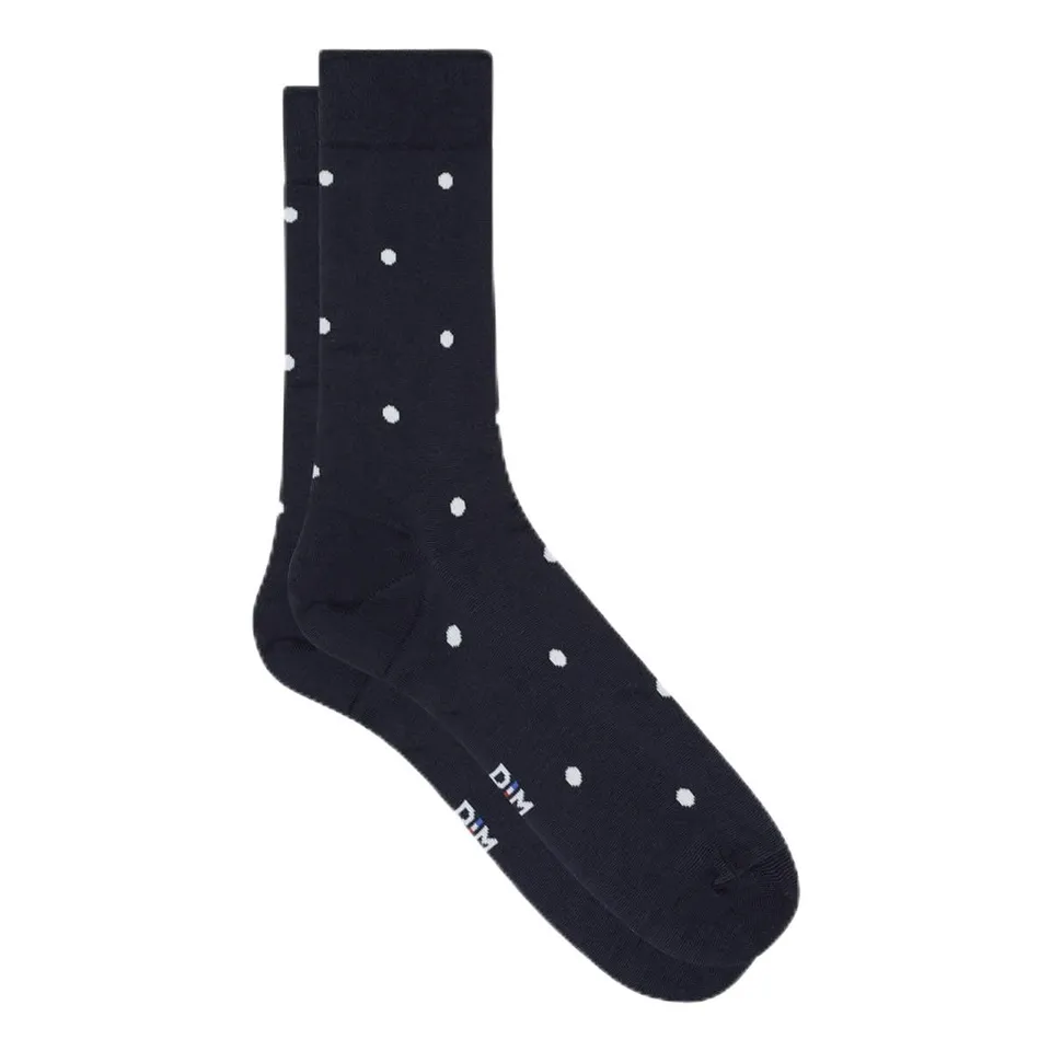 DIM Filo di Scozia Calzini Uomo x1 Blu Pois eleganti