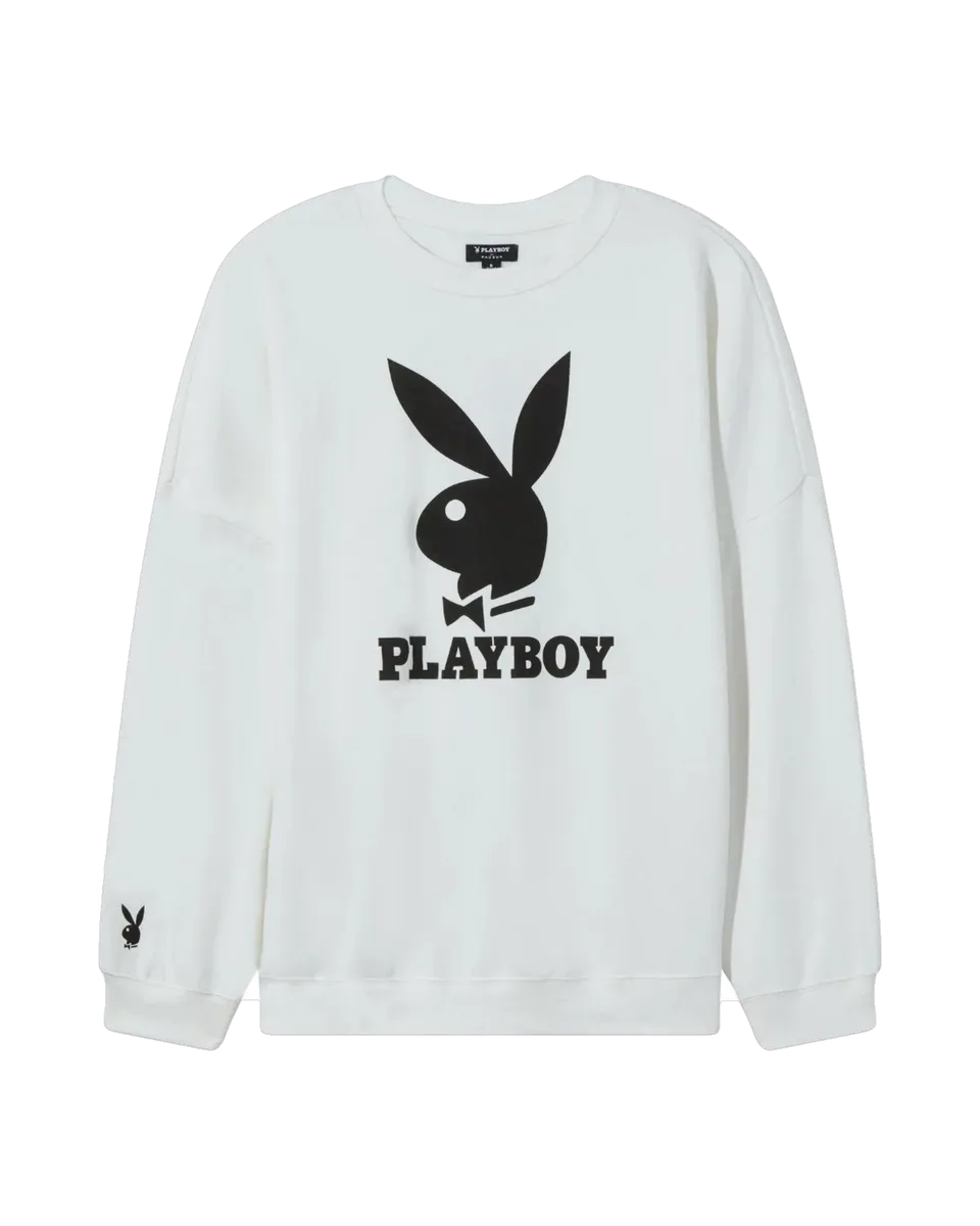 Playboy Classic felpa girocollo donna bianca