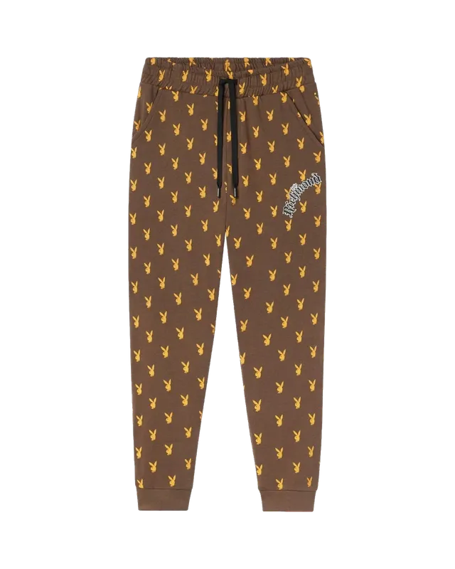 Playboy John Richmond pantaloni tuta unisex marrone cotone