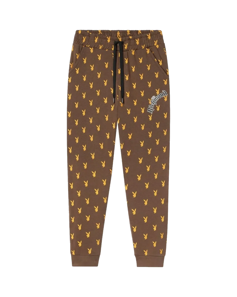 Playboy John Richmond pantaloni tuta unisex marrone cotone