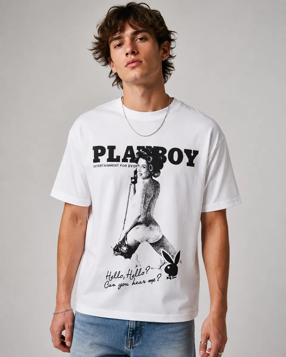 Playboy Seduction Tee maglietta bianca 100% cotone