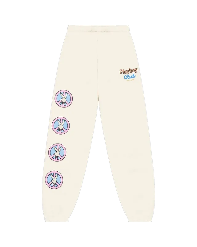Playboy Smile Club pantaloni tuta donna bone white cotone