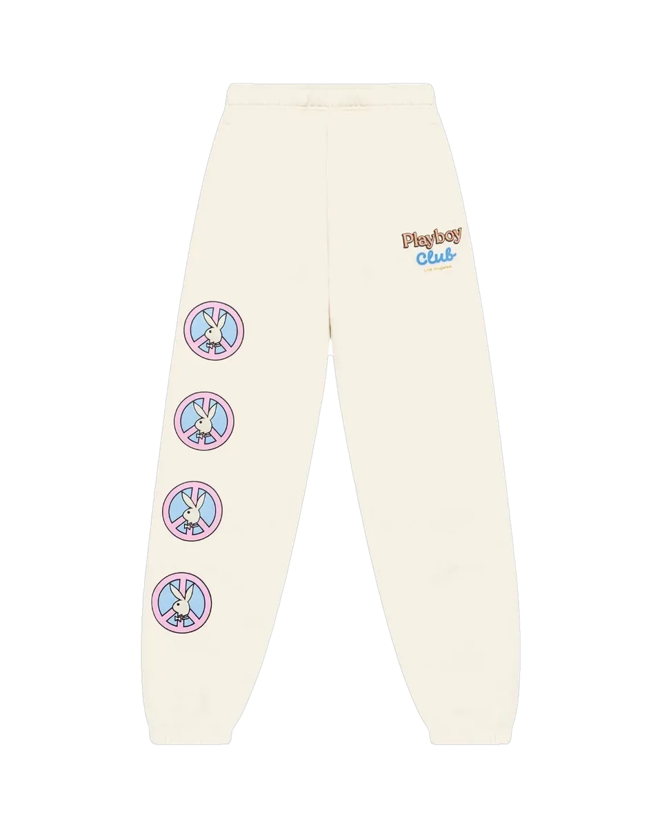 Playboy Smile Club pantaloni tuta donna bone white cotone
