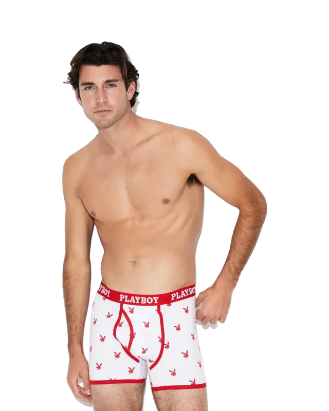 Playboy Rabbit Head boxer uomo rosso cotone S