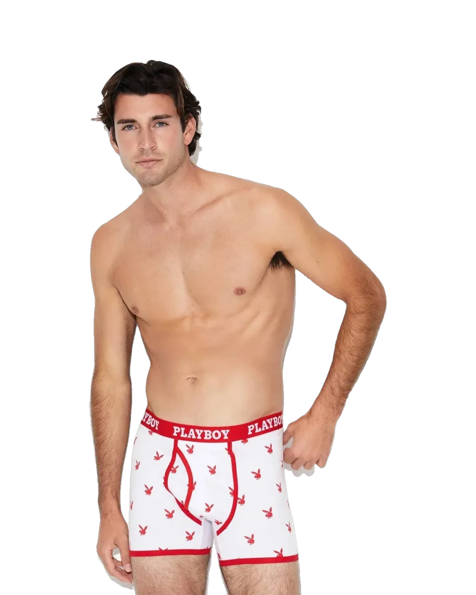 Playboy Rabbit Head boxer uomo rosso cotone S