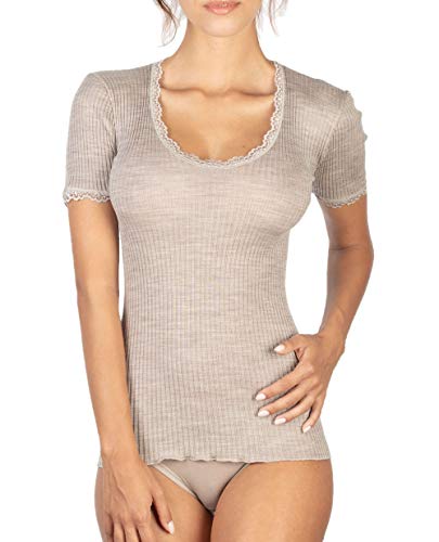 Egi micro lana maglia donna manica corta L-XL pizzo