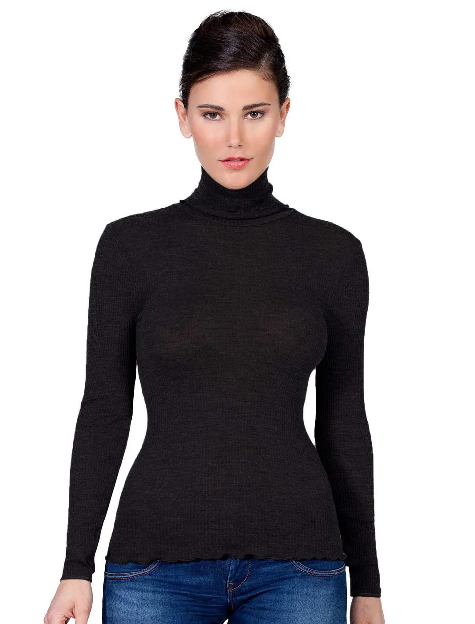 Egi Maglia Collo Alto in Lana Seta L-XL Maniche Lunghe