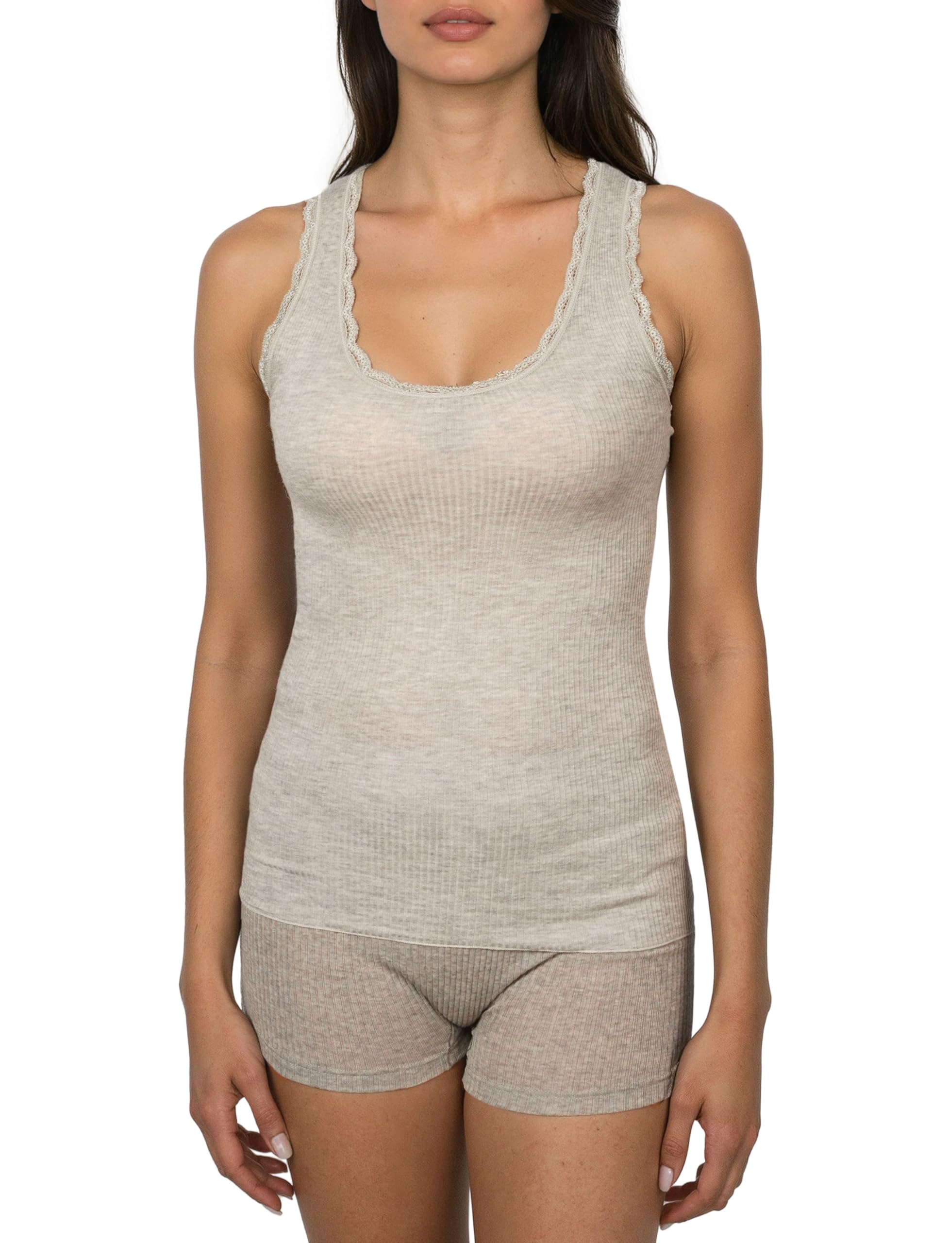 Egi 5111 canotta spalla larga modal cashmere pizzo