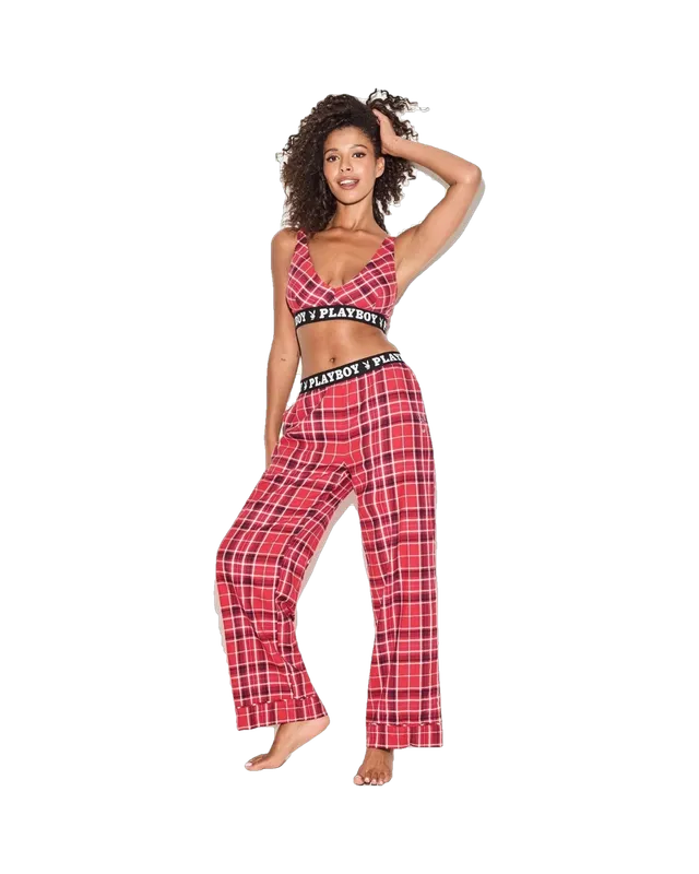 Playboy Red Flannel Pantalone pigiama rosso modal