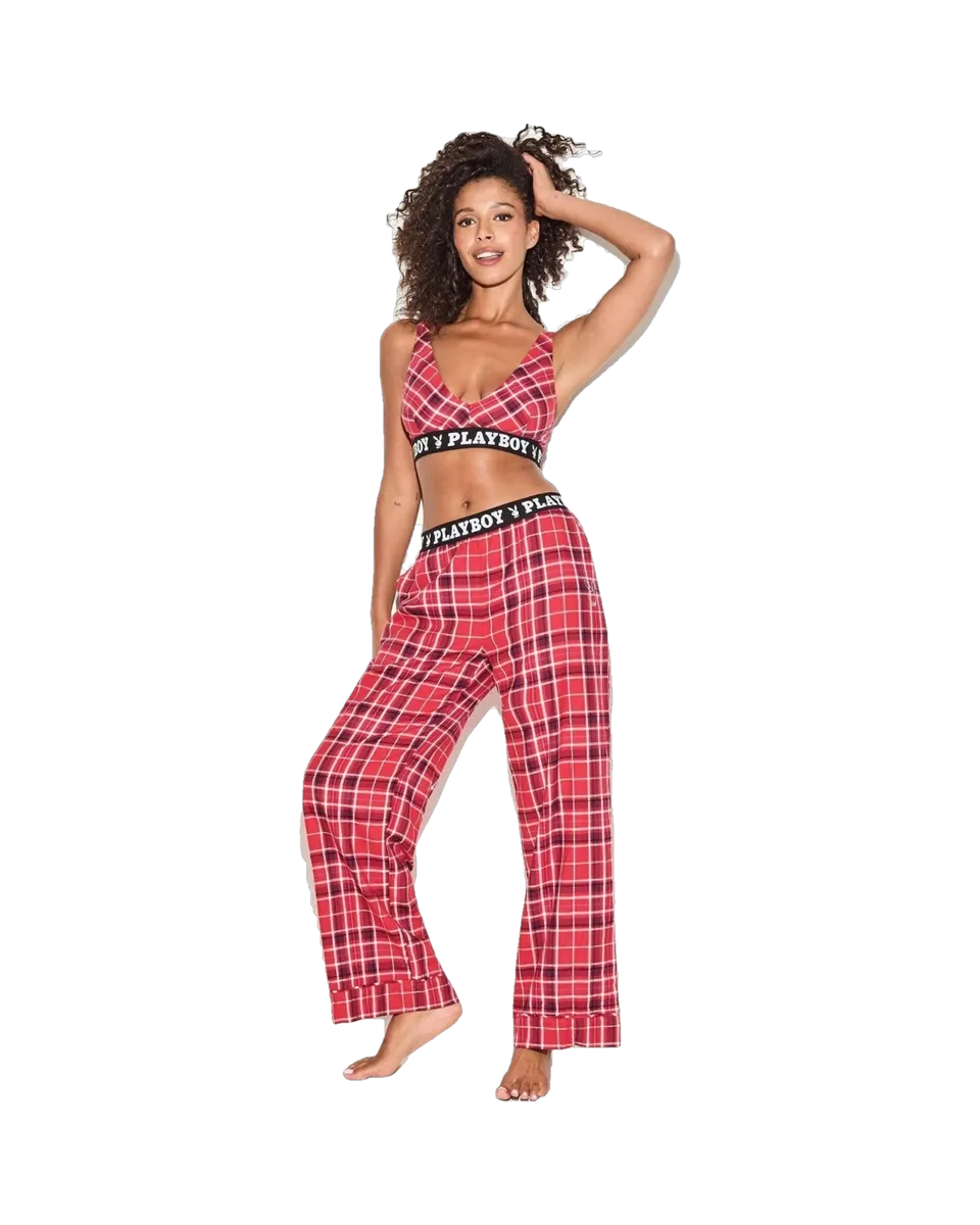 Playboy Red Flannel Pantalone pigiama rosso modal