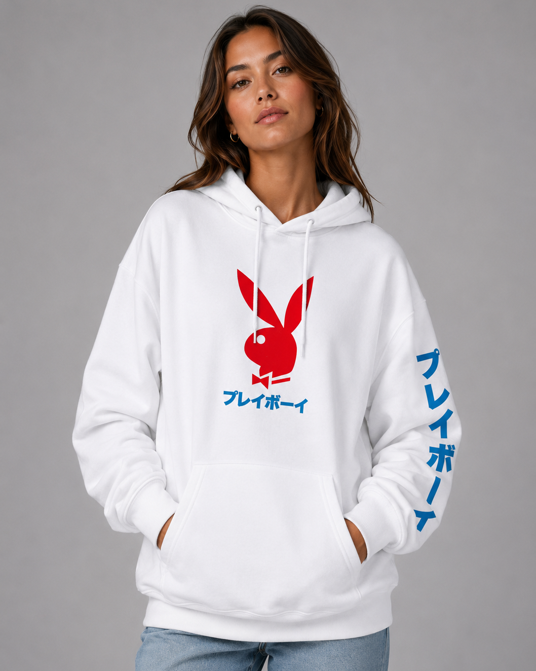 Playboy Japanese Rabbit Head Felpa con Cappuccio grafica