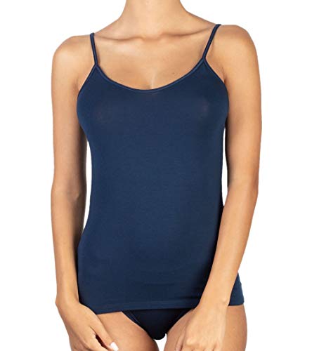 Egi Top Spallina Sottile canotta donna S blu cotone modal