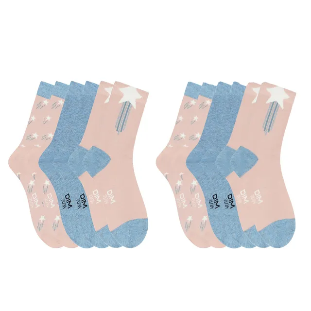 DIM Cotton Style Stelle Cadenti calzini bambina 6 paia rosa 27-30