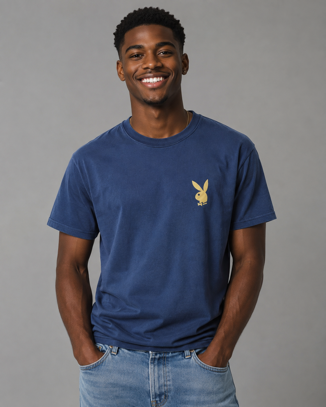 Playboy Pamela Cover t-shirt blu navy cotone