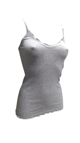 Egi Basic Cotton Top Cotone Plissé Grigio Orlo Lattuga
