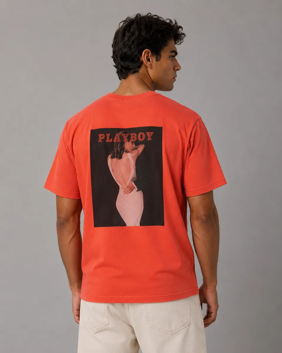 Playboy Kaya Cover t-shirt arancione cotone unisex