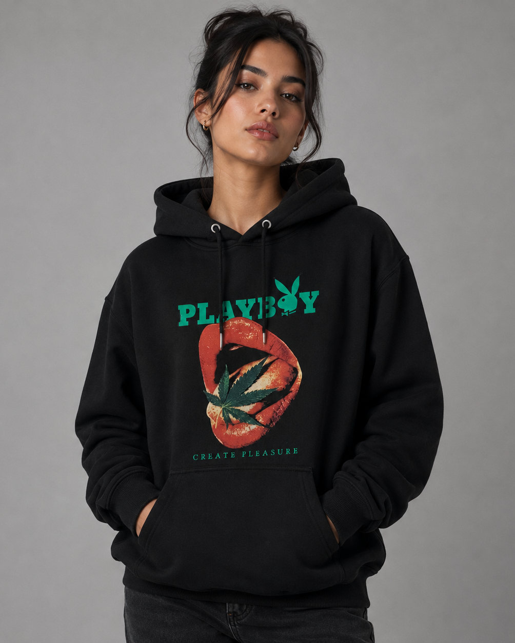 Playboy Create Pleasure felpa cappuccio nera taglia S