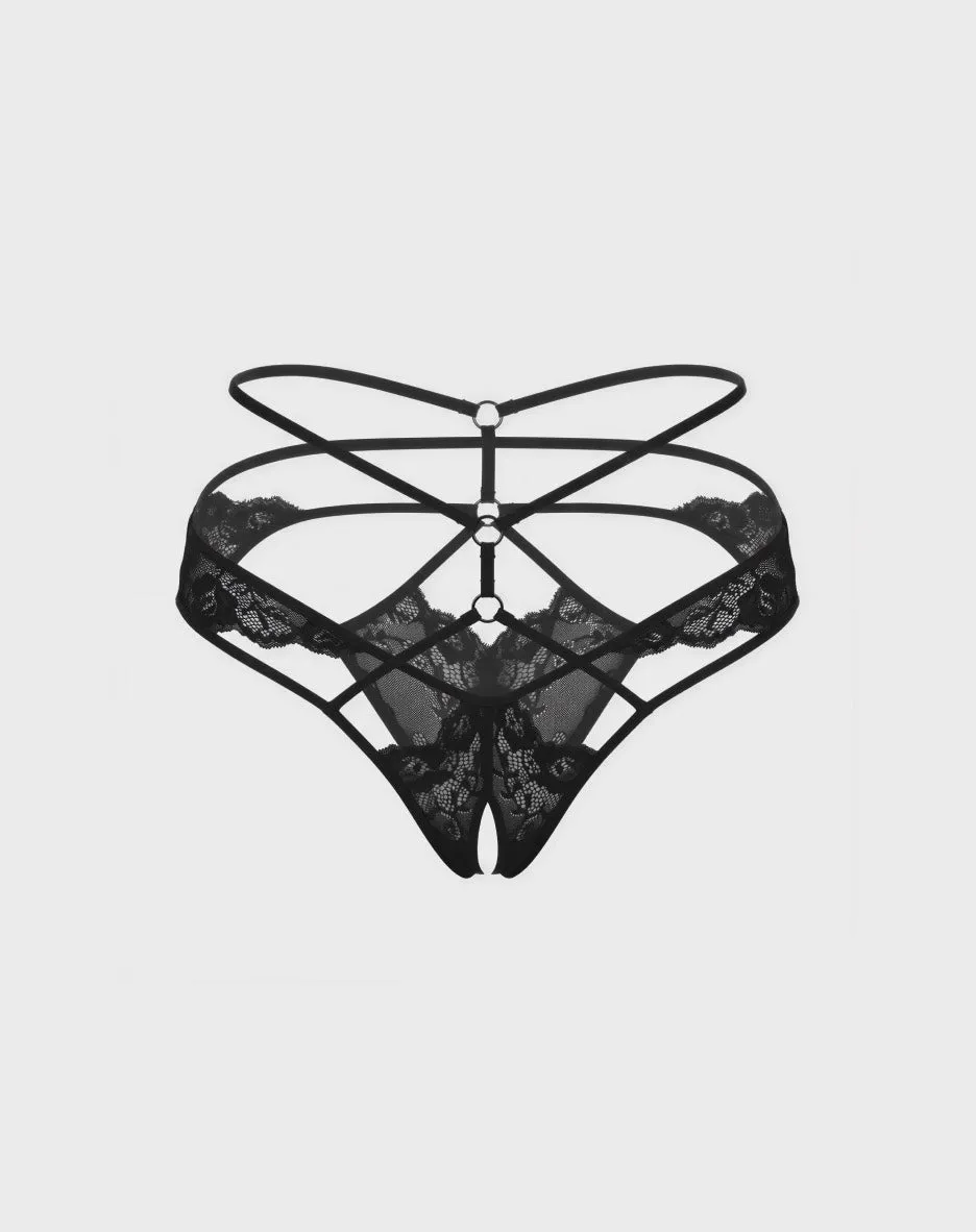 René Rofé Own It slip aperto pizzo nero