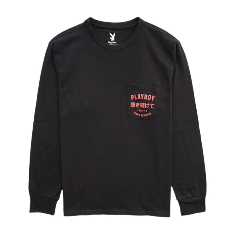 Playboy Tokyo maglia manica lunga nera cotone unisex