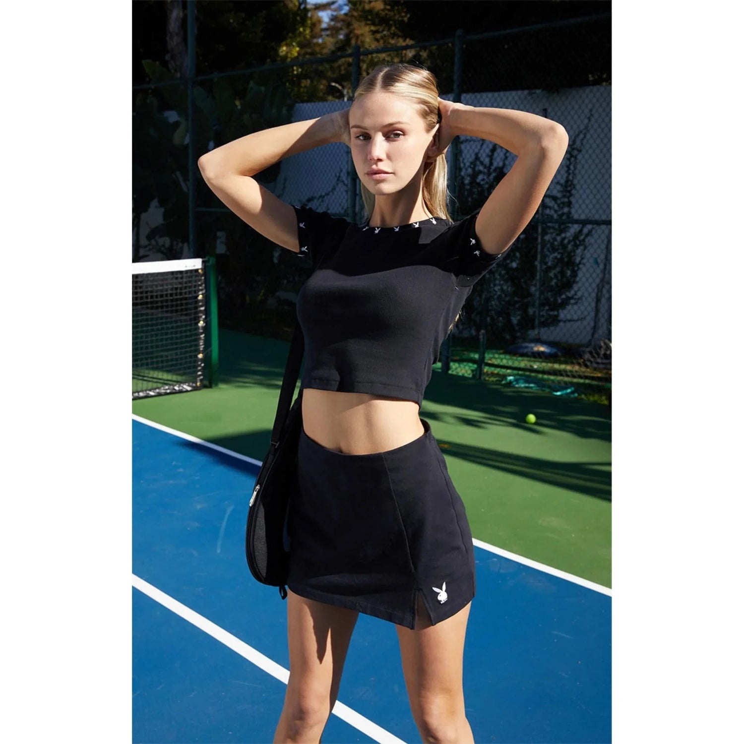 Playboy Slit gonna shorts donna nera vita alta