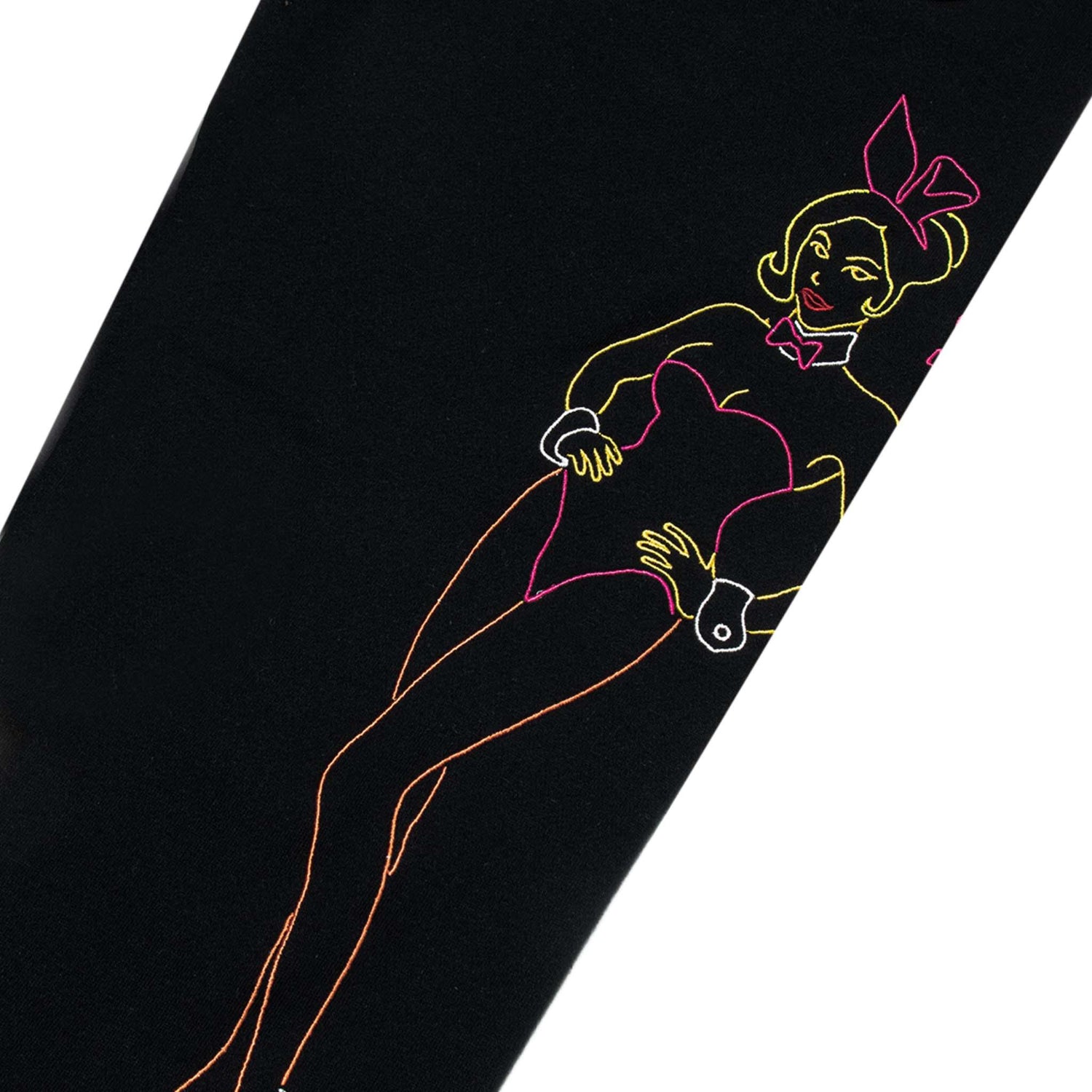 Playboy Bunny Outline pantaloni tuta uomo fleece neri