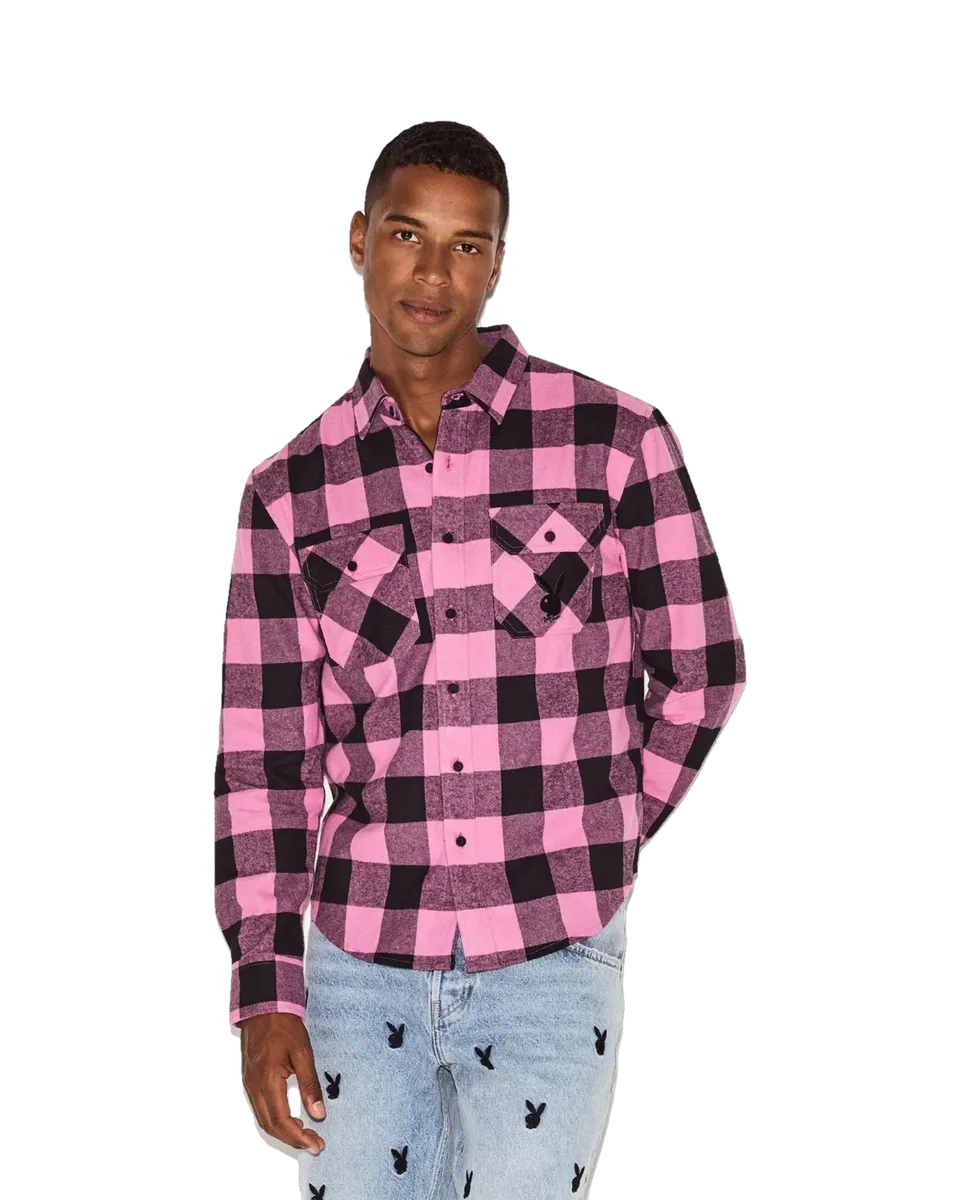 Playboy Flanella Camicia Uomo M rosa cotone morbido
