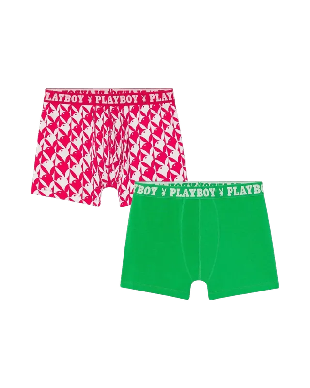 Playboy Essential boxer uomo cotone 2 pack rosso verde L