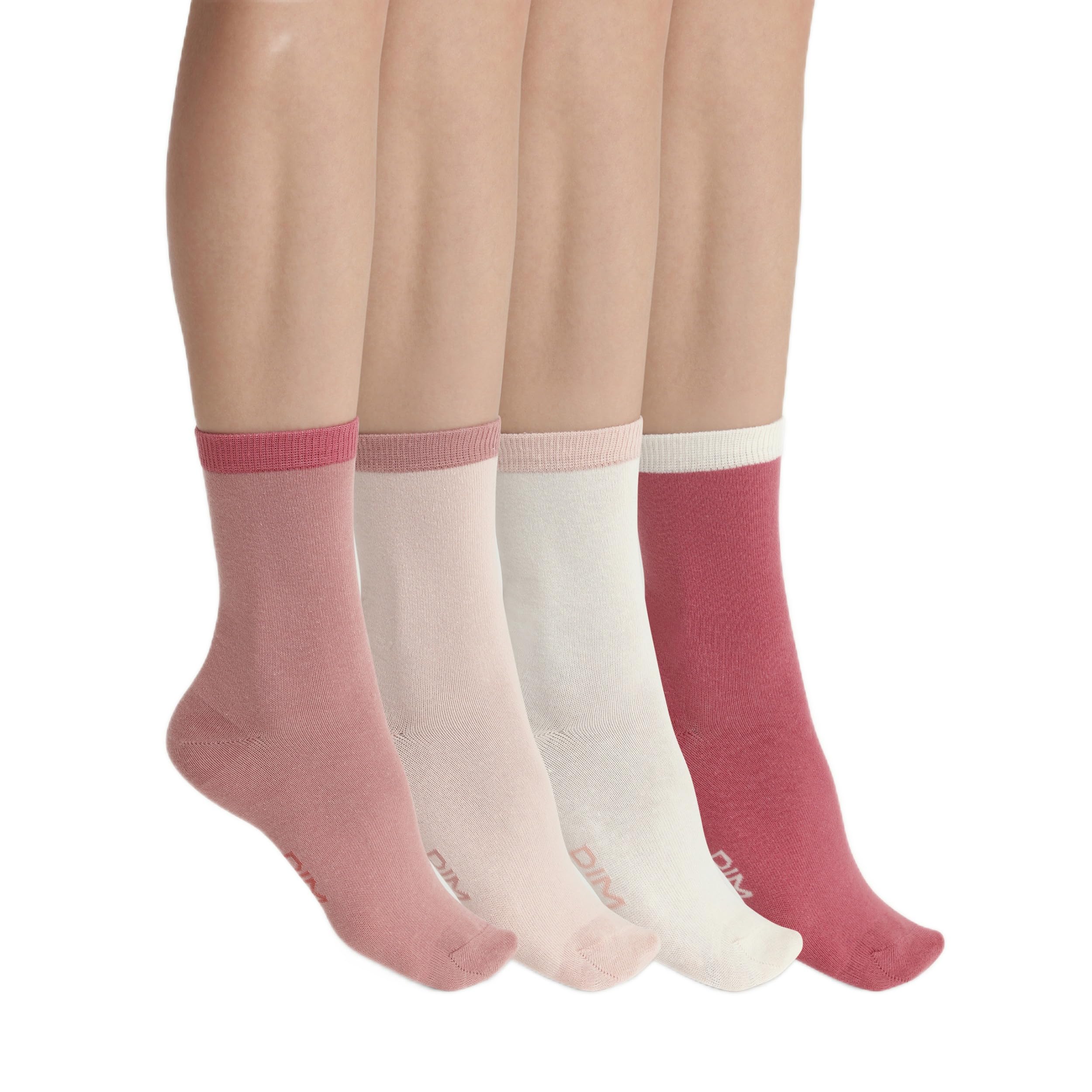 DIM Ecodim Mode calzini donna alti 4 paia bianco rosa