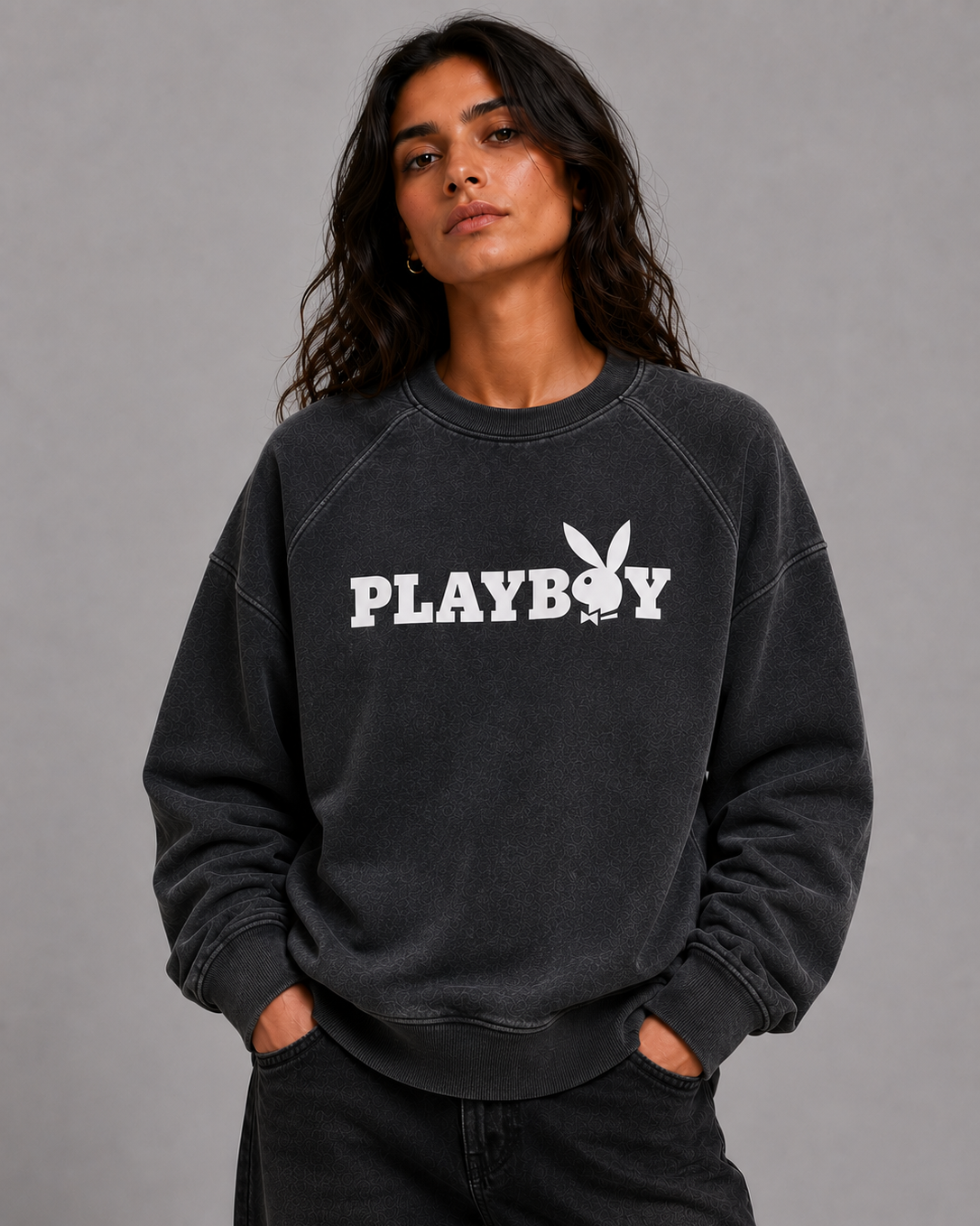Playboy Masthead felpa nero vintage unisex cotone