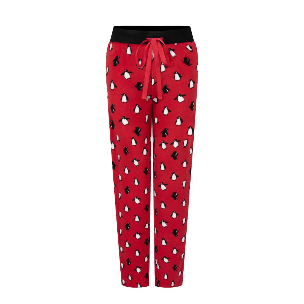 René Rofé pantaloni pigiama ciniglia 2 pezzi pinguino
