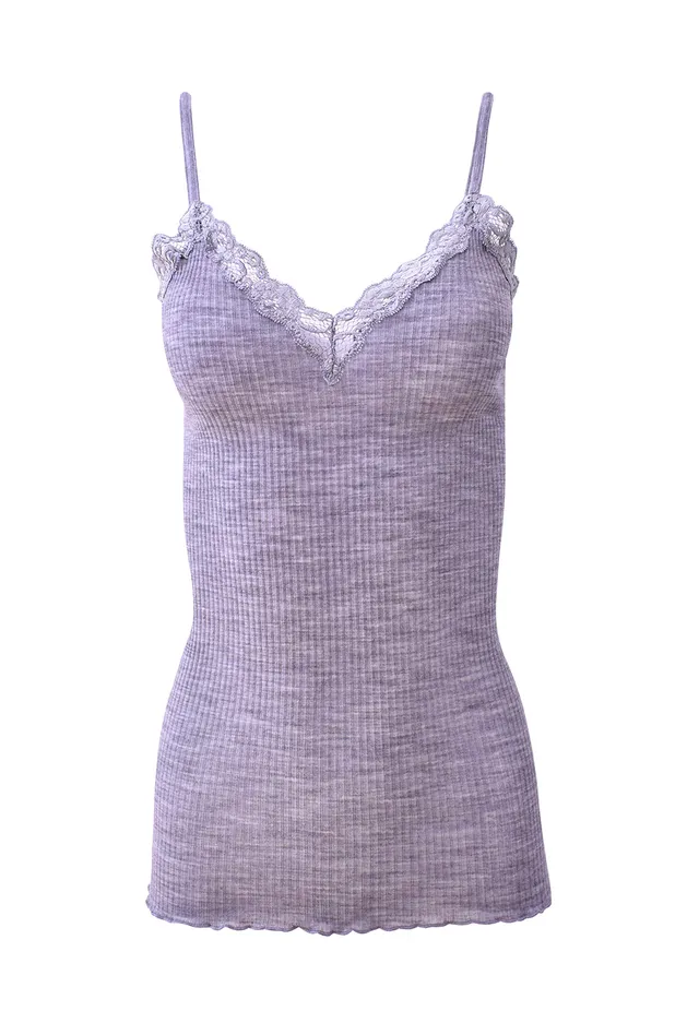 Egi canotta donna lana seta L-XL con pizzo